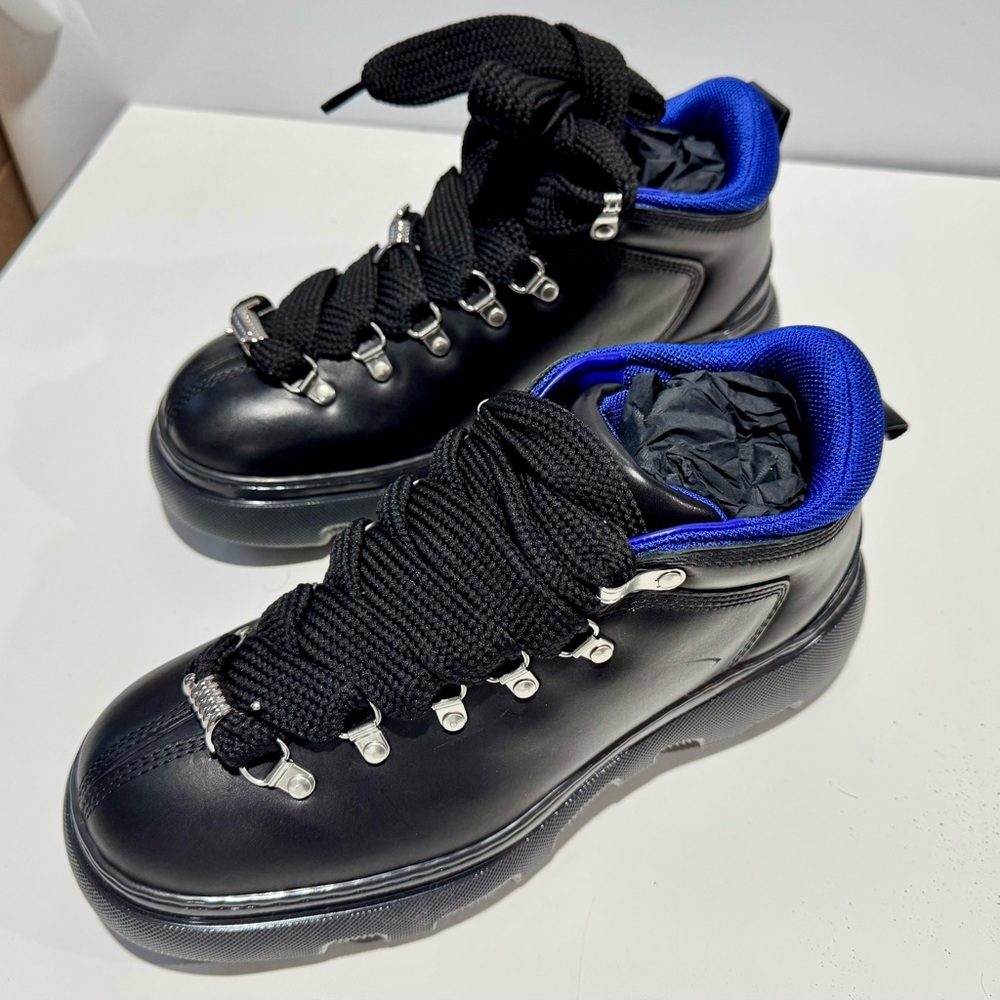 Burberry Black and Blue High-Top Boots